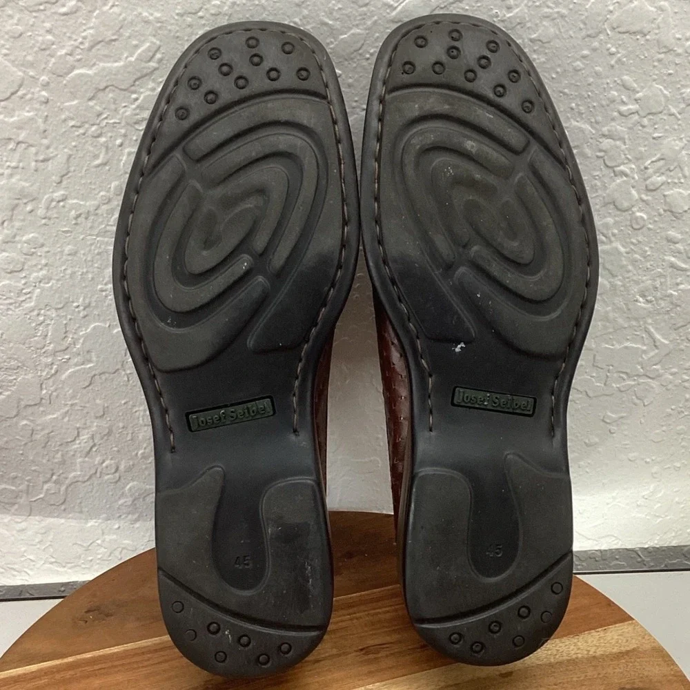 Josef Seibel Men's 45 Dark Brown‎ Leather Slip On Loafer Shoes Comfort